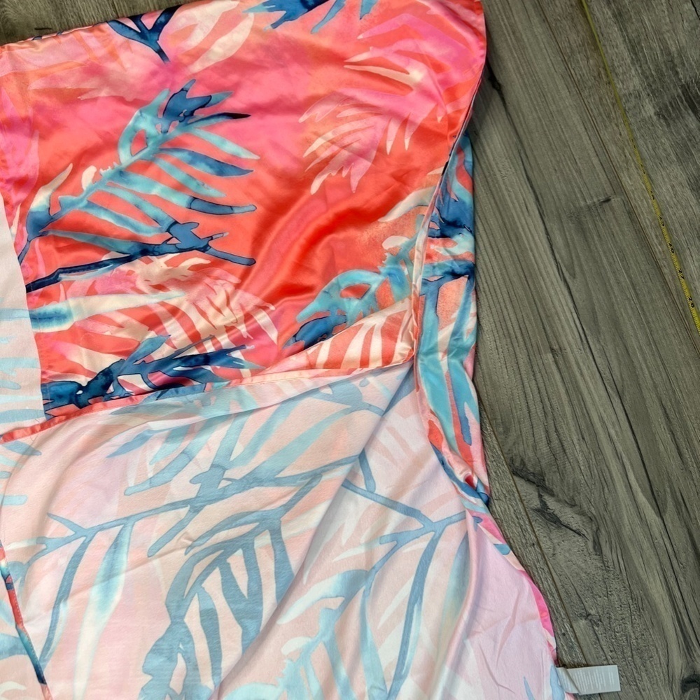 Nordstrom NWT Print Ruana Kimono Duster Swim Cover Up One Size Coral Summer - Picture 6 of 11